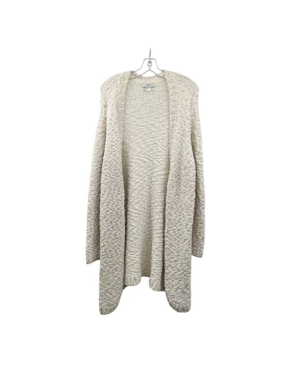 CJ Banks Womens Duster Cardigan Nubby Knit Open Ivory Size 2X